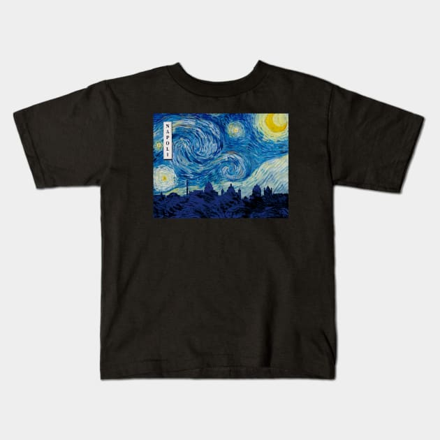 Napoli Starry Night Van Gogh Kids T-Shirt by Ferrazi